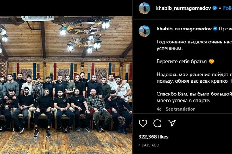 Dua Tahun Hentikan Karir di UFC, Khabib Nurmagomedov Pensiun Sepenuhnya MMA