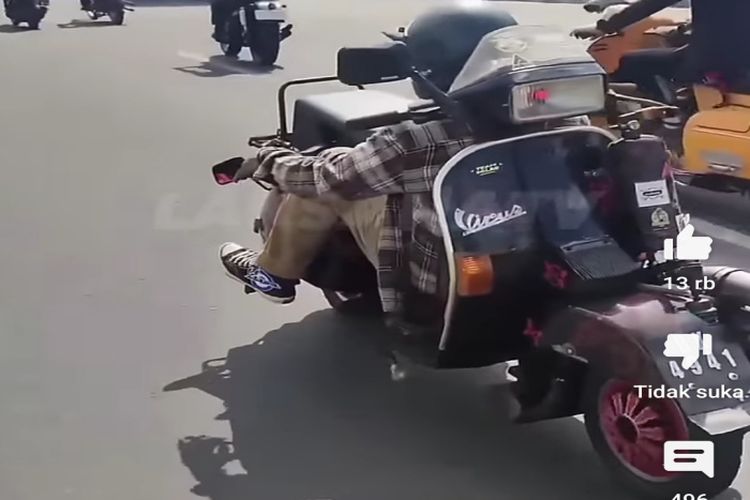 Modifikasi Unik Motor Vespa Terbalik, Tetapi Jangan Ditiru!