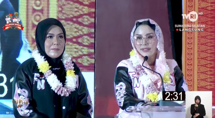 Pasangan Calon Wali Kota dan Wakil Wali Kota Palembang Nomor Urut 1, Fitrianti Agustinda dan Nandriani.