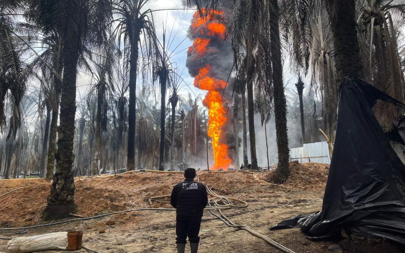 Polres Muba Amankan Pemilik Sumur Ilegal yang Terbakar di Lahan Hindoli