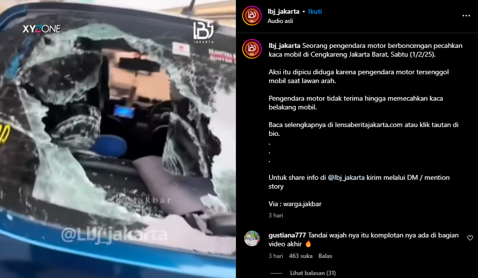 Adu Mulut di Cengkareng Berujung Pecahnya Kaca Mobil, Pelaku Ditangkap Polisi