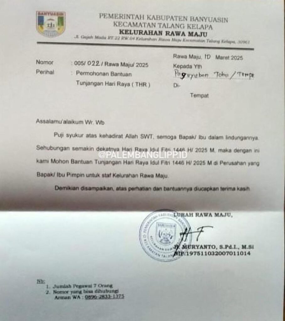 Viral! Lurah di Banyuasin Minta THR ke Paguyuban Tahu Tempe, Pemkab Beri Respons Tegas