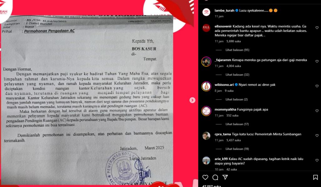 Lurah di Bekasi Diduga Minta Donasi AC ke Warga, Netizen Lapor ke Gubernur Jabar