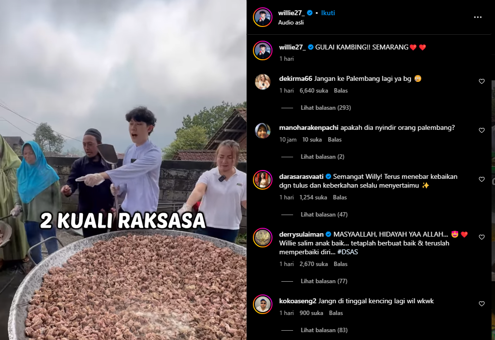 Usai Konten Rendang Viral, Willie Salim Kembali Masak Besar di Semarang
