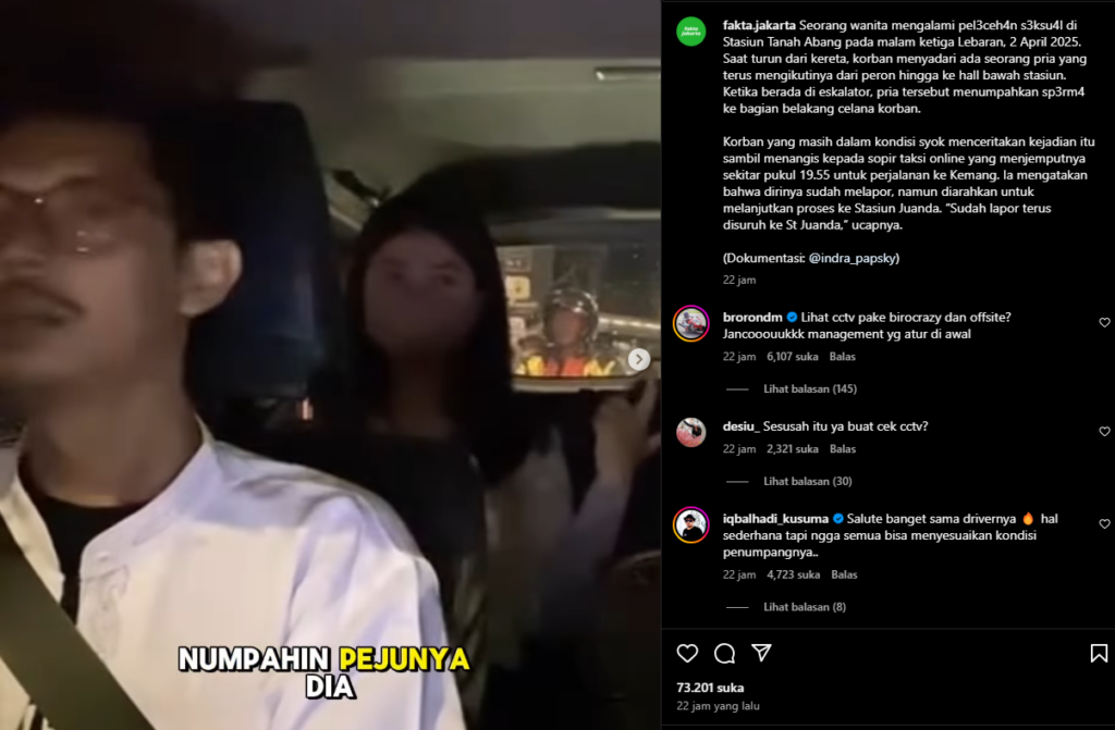 Wanita Jadi Korban Pelecehan Seksual di Stasiun Tanah Abang, Netizen Geram