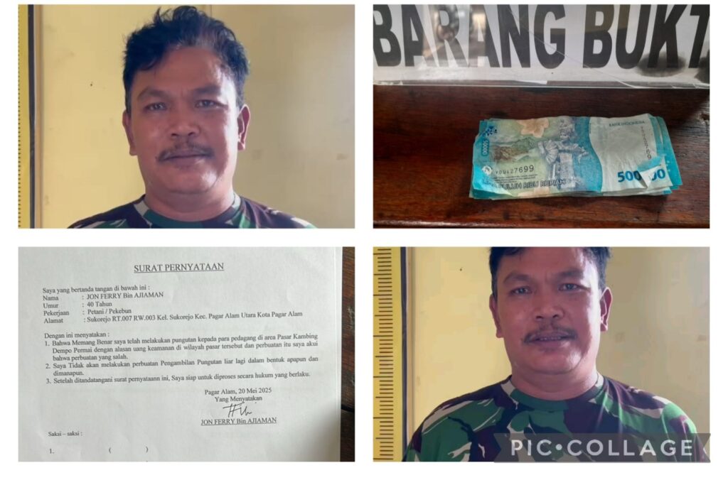 Polisi Amankan Pria Diduga Lakukan Pungli di Pasar Dempo Pagar Alam