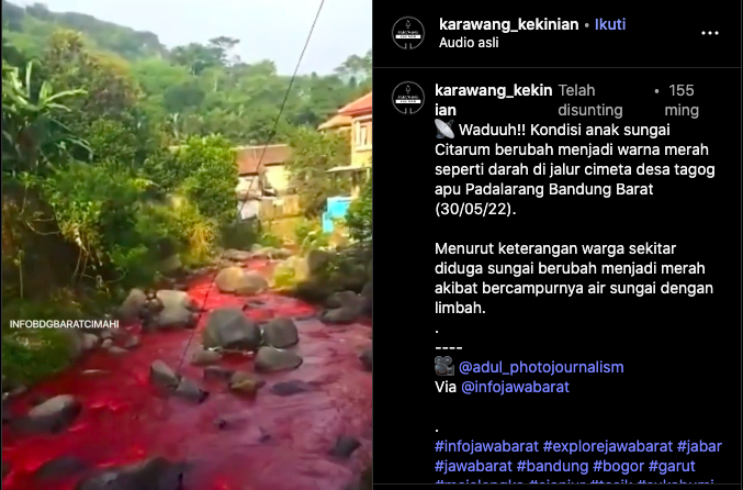 Sungai di Cirebon Mendadak Merah, Warga Resah