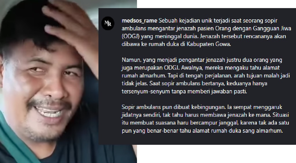 Viral! Sopir Ambulans Dibuat Nyasar Saat Antarkan Jenazah ODGJ, Alasannya Buat Netizen Tertawa