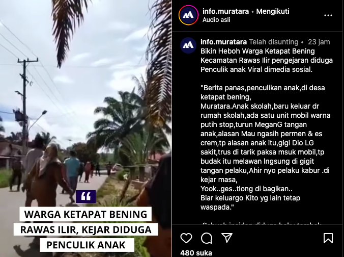 Viral Dugaan Percobaan Penculikan Anak di Muratara, Polisi Masih Selidiki