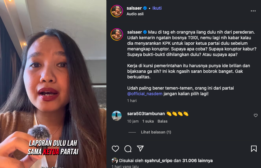 Sosok Salsa Erwina, Aktivis Muda yang Tantang Debat Ahmad Sahroni soal Tunjangan DPR