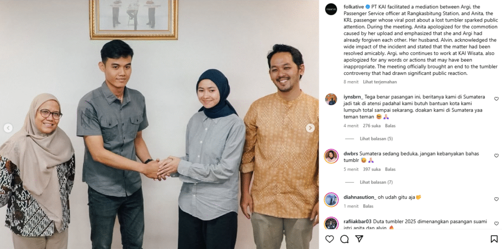 Setelah Viral dan Dikecam, Alvin–Anita Minta Maaf soal Tumbler Tuku yang Hilang