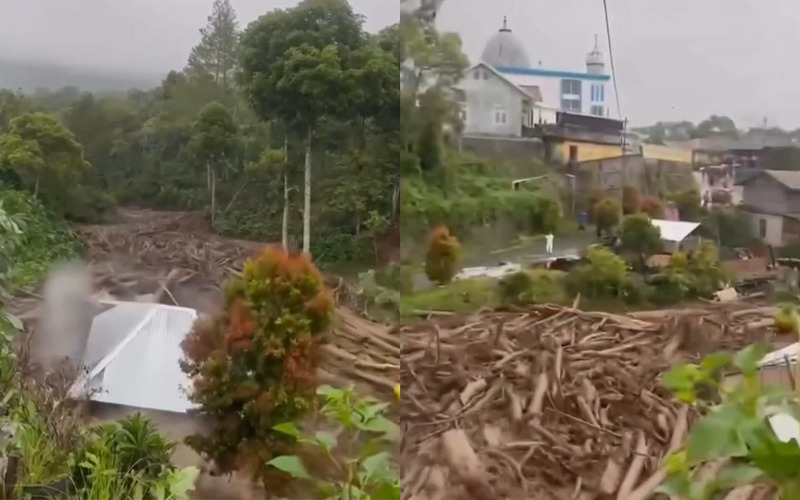 Viral Video Detik-detik Air Bah Bawa Kayu Gelondongan saat Banjir Sumatera, Netizen Desak Pemerintah Usut Pemilik Kayu