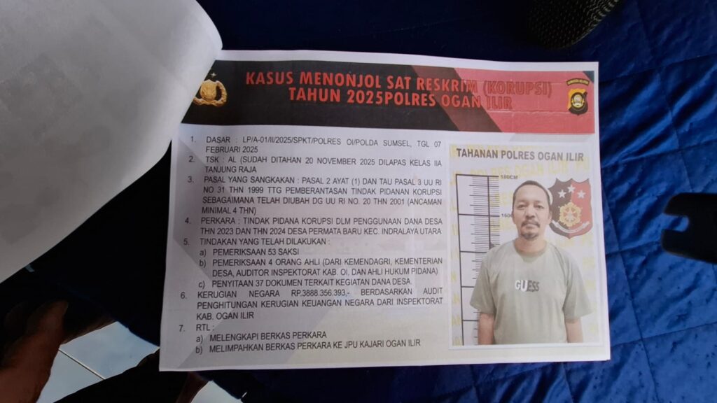 Tersangka Korupsi Dana Desa di Ogan Ilir Ditangkap di NTB
