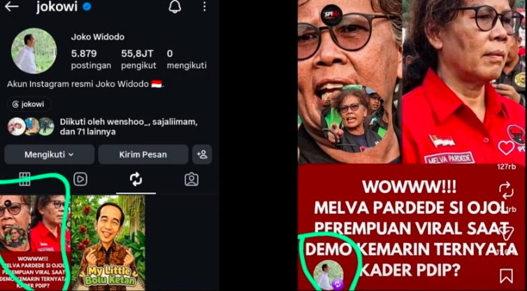 Konten Melva Pardede Sempat Direpost Akun Jokowi, Publik Pertanyakan Mengapa Dihapus