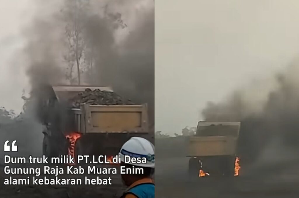 Viral! Dump Truk Batu Bara Terbakar di Area Tambang, Sopir PT LCL Disebut Alami Luka Bakar