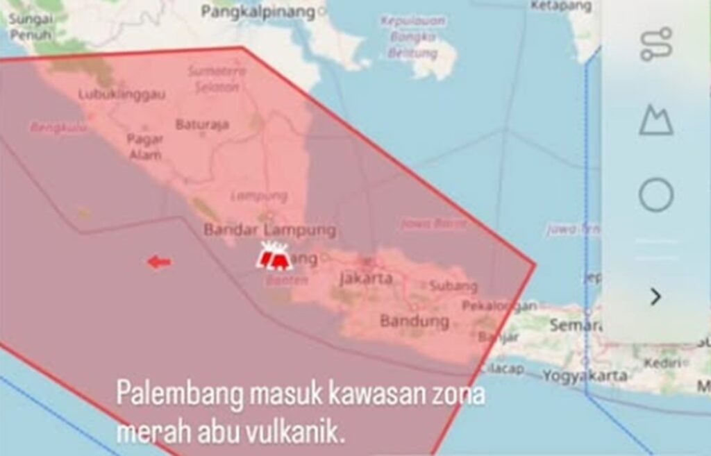 Viral Peta Palembang Masuk Zona Merah Abu Vulkanik Anak Krakatau, BMKG Ungkap Fakta Sebenarnya