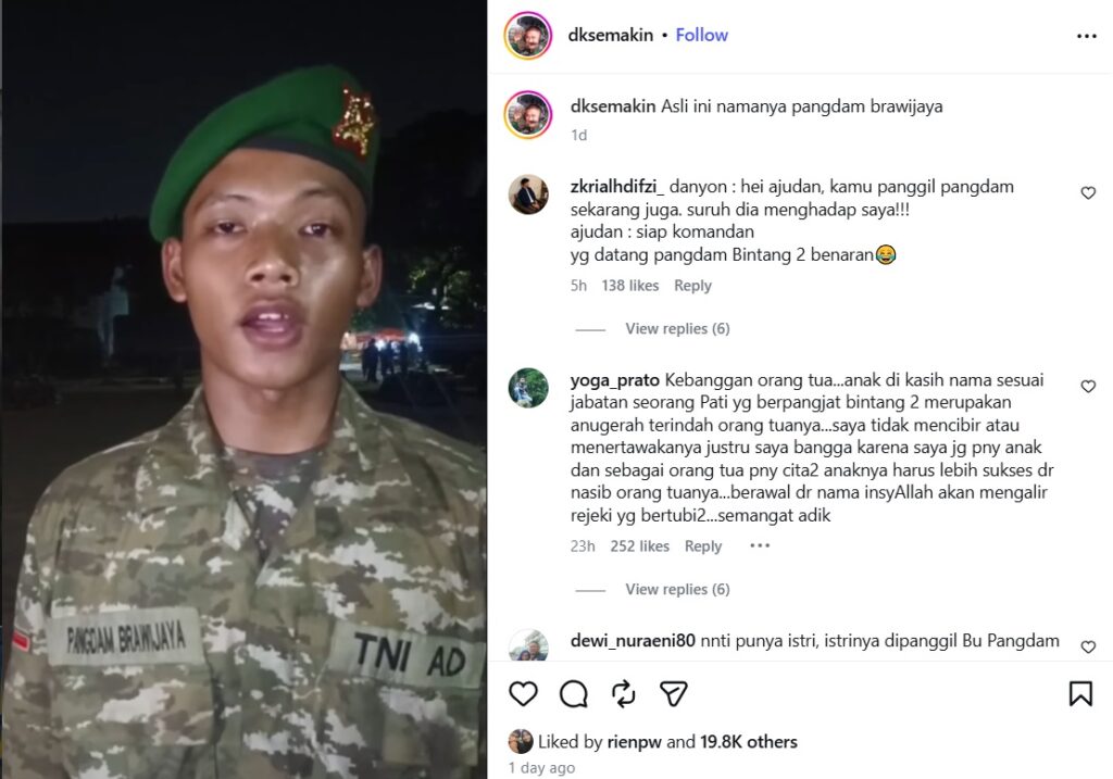 Heboh! Nama Prajurit Ini Bikin Komandan Gemetar