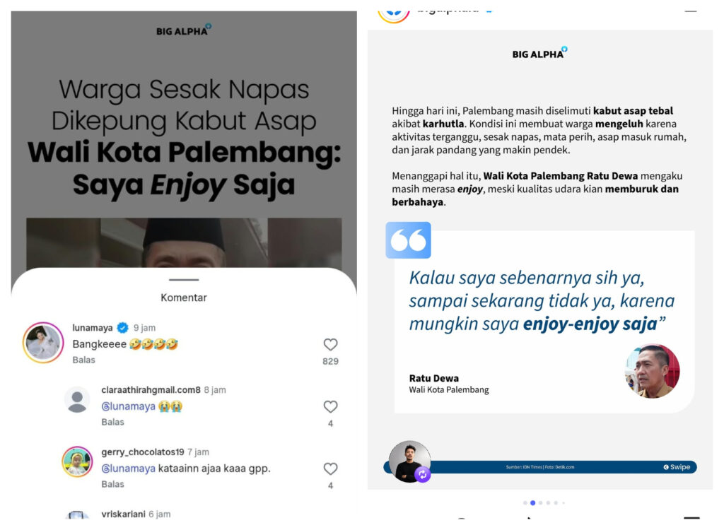 Viral Ratu Dewa Bilang “Enjoy” di Tengah Kabut Asap, Luna Maya Ikut Nimbrung